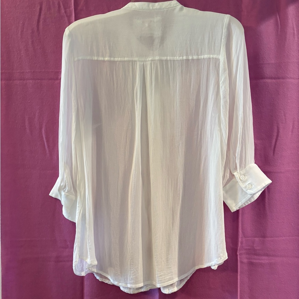 Maeve Elegant White Ruffled Blouse Size S - Picture 3 of 8